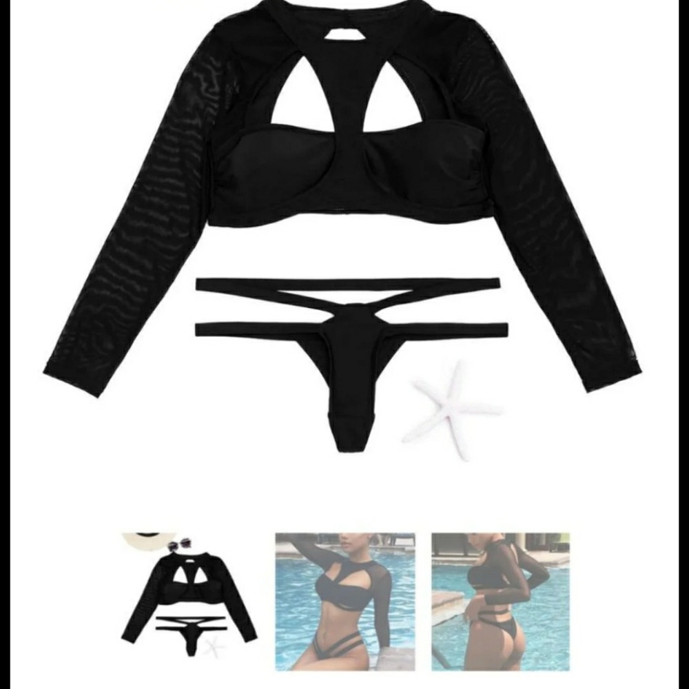 NWOT BLACK ALICANTE TWO PIECE SWIM BATHING SUIT